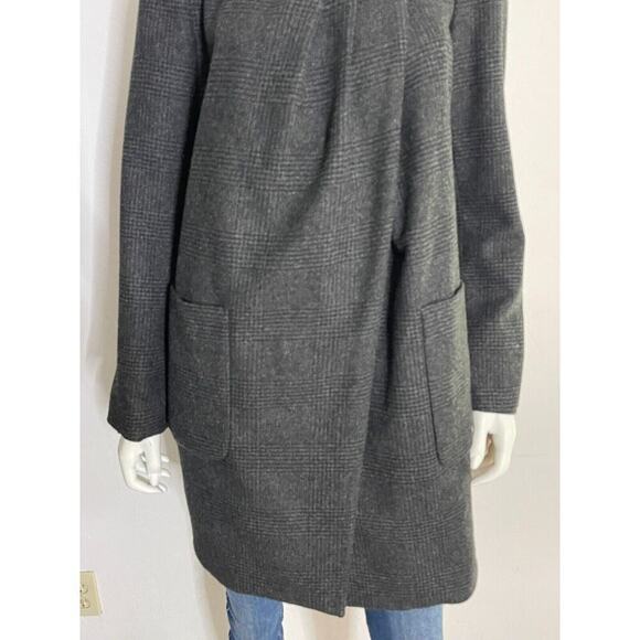 J Crew 4 Trench Coat Dark Gray Wool Lined Jacket One Button Pockets Womens - Picture 3 of 10